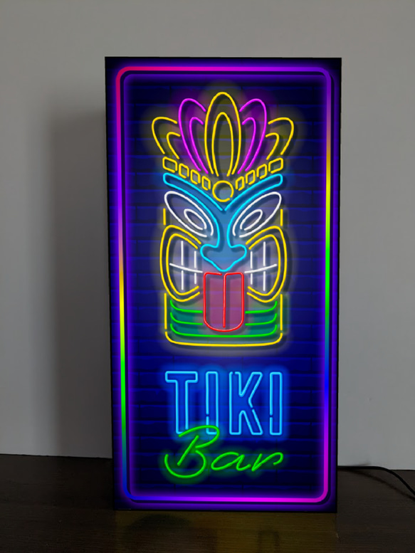 【Lサイズ】 アロハ ハワイ TIKI バー ティキ トロピカル パブ スナック ランプ 看板 置物 雑貨 ライトBOX 2枚目の画像