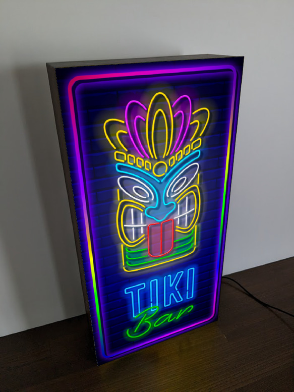 【Lサイズ】 アロハ ハワイ TIKI バー ティキ トロピカル パブ スナック ランプ 看板 置物 雑貨 ライトBOX 3枚目の画像