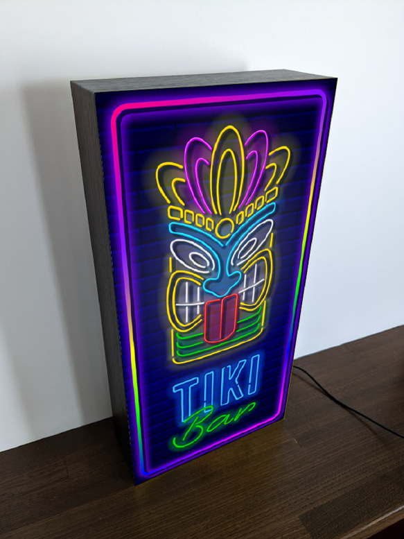 【Lサイズ】 アロハ ハワイ TIKI バー ティキ トロピカル パブ スナック ランプ 看板 置物 雑貨 ライトBOX 4枚目の画像