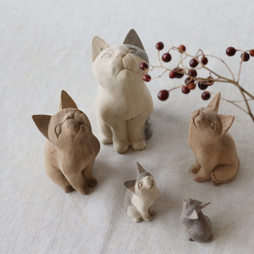 ねこけし木地 ネコ型こけし ヒノキ 絵付なし その他人形 wotak