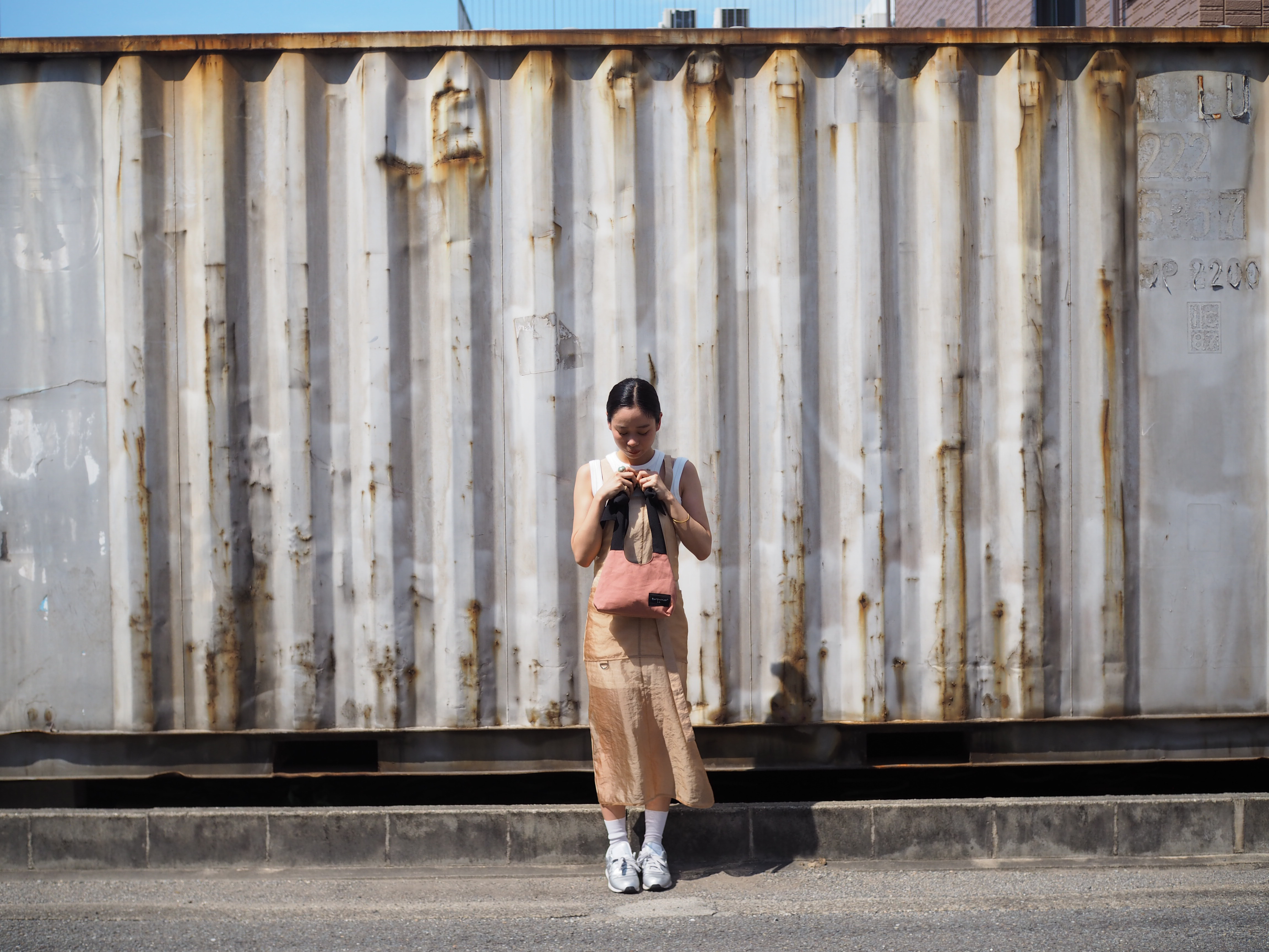 黒リボンの帆布バッグ（SSサイズ)（old rose）❤︎