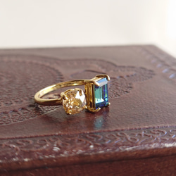 【サイズ調整可能／リング】フォークリング 指輪 大人カラー ニッケルフリー ゴールド エリナイト ゴールデンシャドウ 4枚目の画像