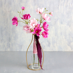 踊るピンクコスモスとローズ秋桜】｜アーティフィシャルフラワー 花瓶