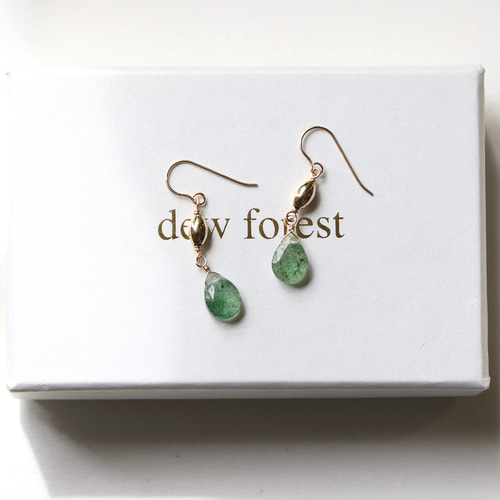 14Kgf グリーンストロベリークォーツ ピアス(イヤリング) アレルギー