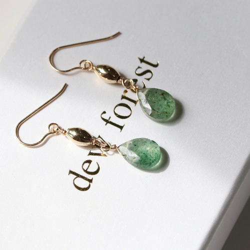 14Kgf グリーンストロベリークォーツ ピアス(イヤリング) アレルギー