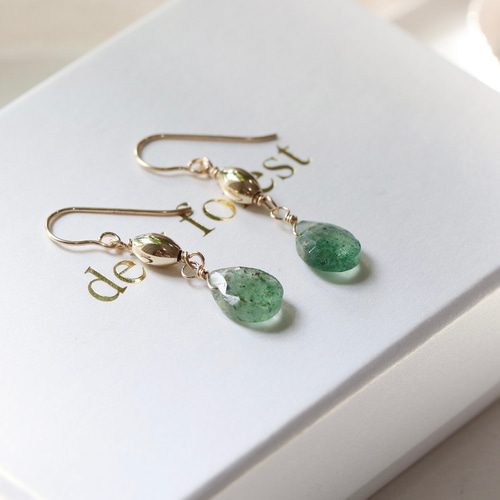 14Kgf グリーンストロベリークォーツ ピアス(イヤリング) アレルギー