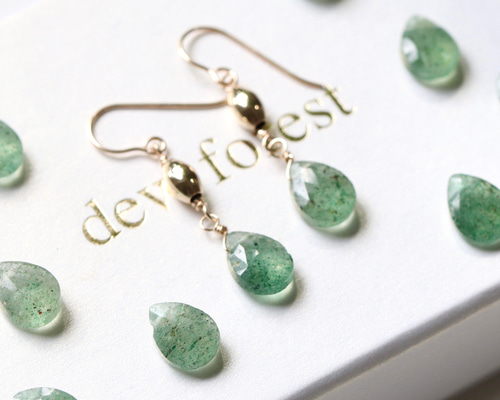 14Kgf グリーンストロベリークォーツ ピアス(イヤリング) アレルギー