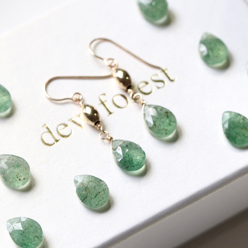 14Kgf グリーンストロベリークォーツ ピアス(イヤリング) アレルギー