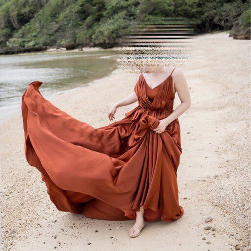 テラコッタカラードレス トレーン キャミソールドレス 結婚式 お色直し  