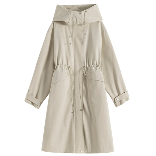 【限定値下げ】新品タグ付き IENA フード付ロングコート　オフホワイト ジェイダ GYDA SymmetryGYDAベルト付きロングダウンコート（オフ