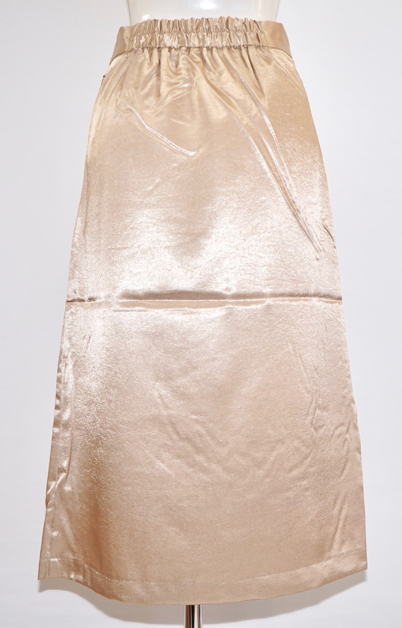 Shiny Satin Flare Skirt (light beige) フレアスカート ベージュ 薄茶 きれいめ 9枚目の画像