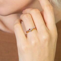 金アレ対応 316L birthstone wearing layers ring (0185) 2枚目の画像