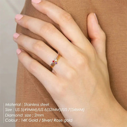 金アレ対応 316L birthstone wearing layers ring (0185) 5枚目の画像