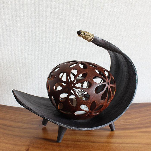 ココナツランプ 天然素材 ヤシ ココナッツ ボール 円形 テーブルライト