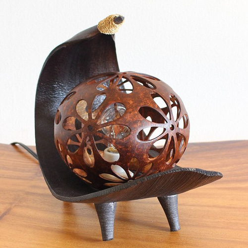 ココナツランプ 天然素材 ヤシ ココナッツ ボール 円形 テーブルライト