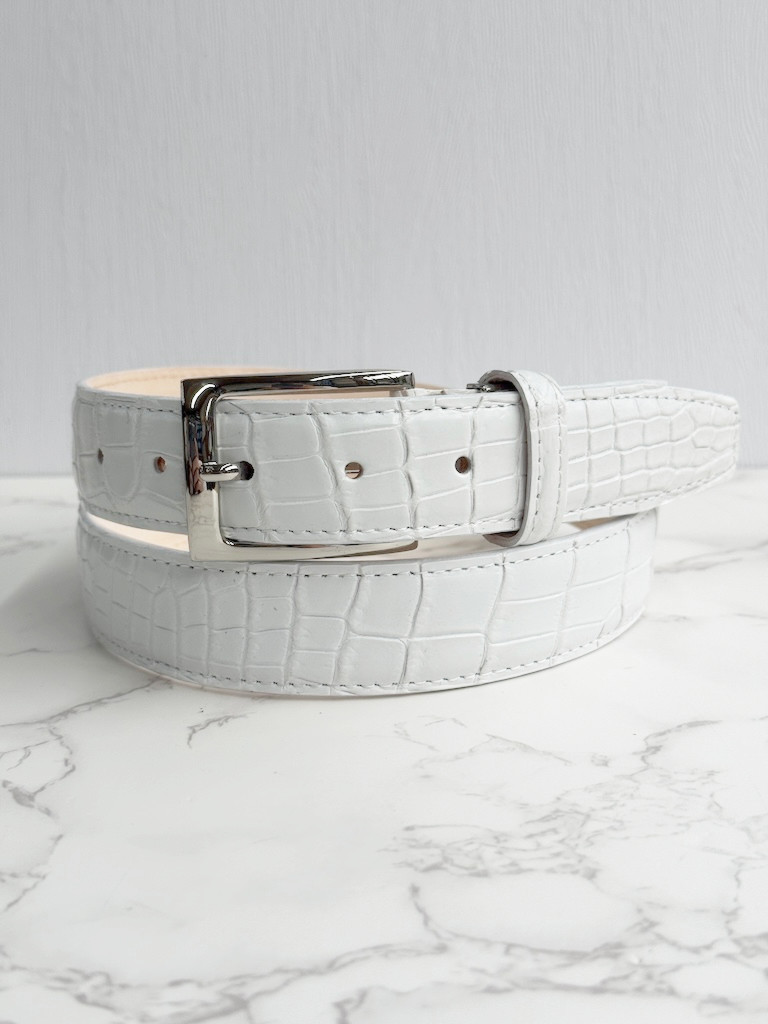 日本製　クロコダイル　マット仕上げ　VIP上質　３３㎜巾　　ベルト　ワニ革　フリーサイズ　エキゾチックレザー