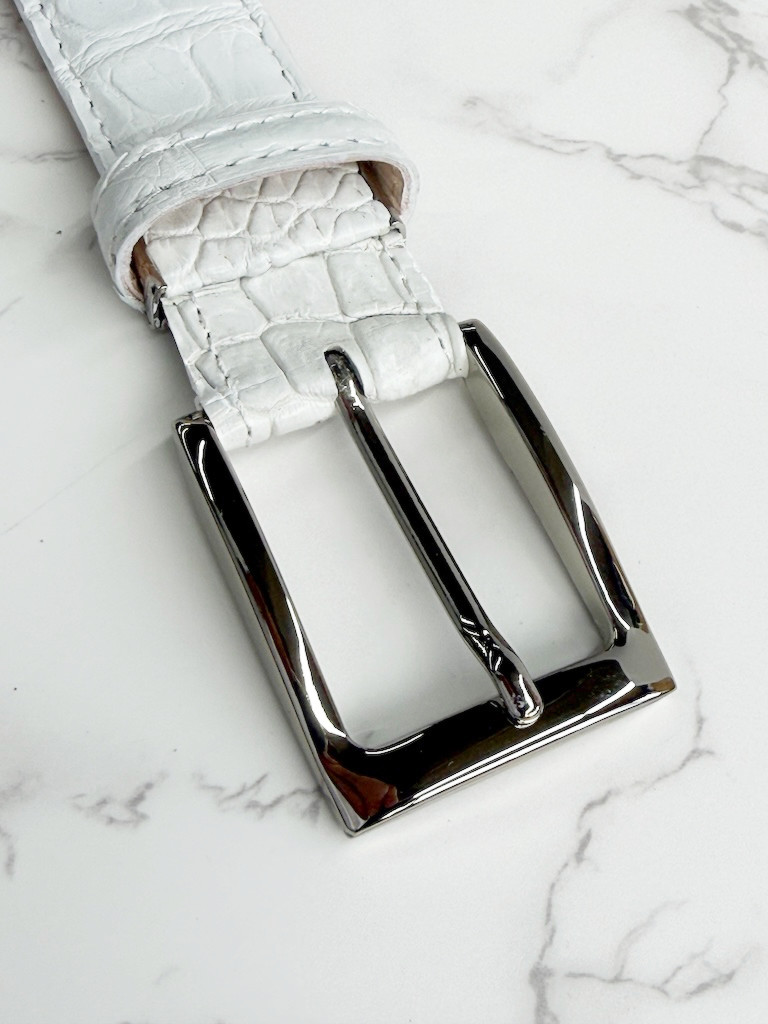 日本製　クロコダイル　マット仕上げ　VIP上質　３３㎜巾　　ベルト　ワニ革　フリーサイズ　エキゾチックレザー