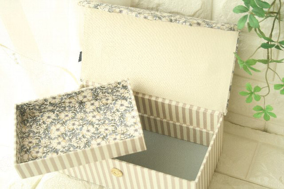 リバティ生地使用　メイモリス　ソーイングボックス　2段　道具箱　裁縫箱　アクセサリーボックス 2枚目の画像