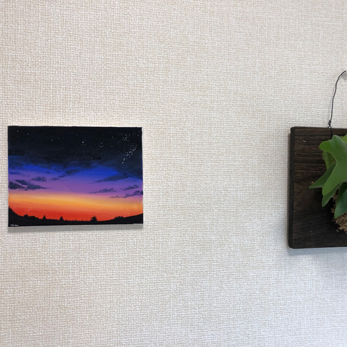 アクリル原画-夕暮れの空 星空/夜/キャンバス/プレゼント/インテリア