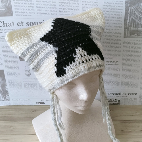 ニット帽ハンドメイドビーニーみみ 猫耳 ニット帽 ハンドメイド ネコ耳 ネコミミ - メルカリ
