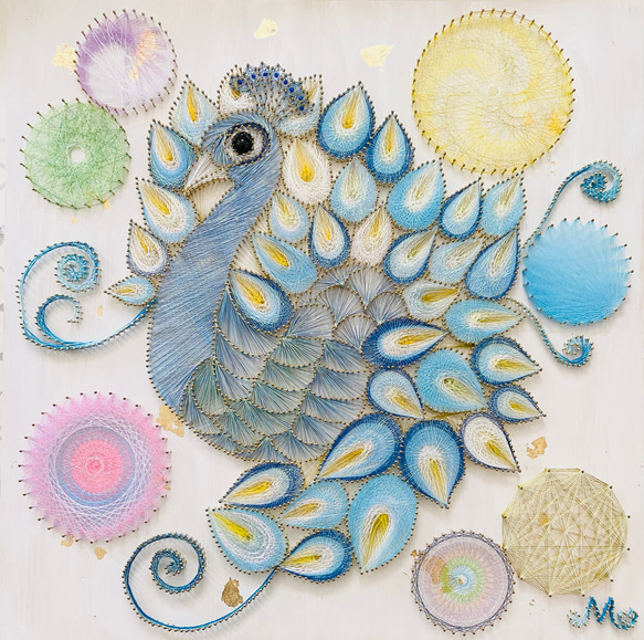 糸掛けアート 糸掛け曼荼羅 ストリングアート 虹恋花