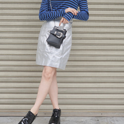 Silver Metallic H-Line Mini Skirt ミニスカート シルバー 銀色 カジュアル 4枚目の画像