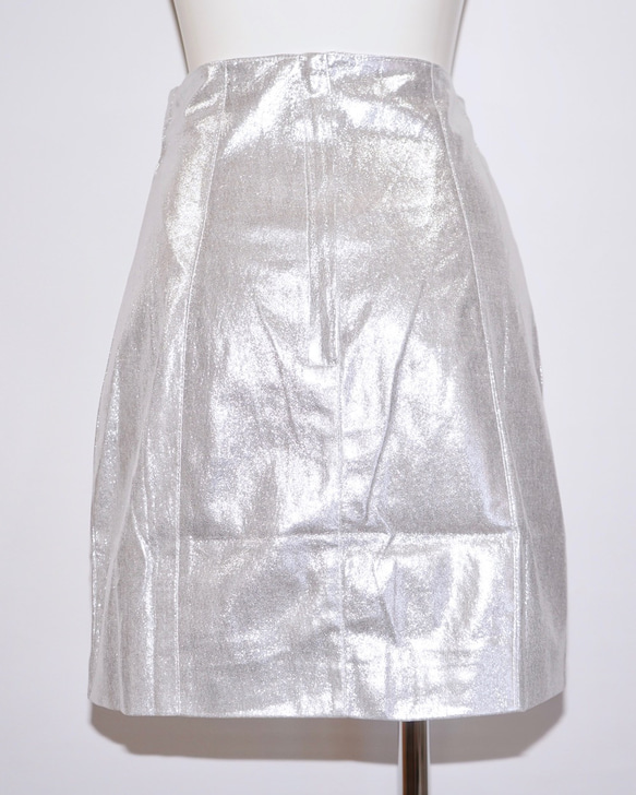 Silver Metallic H-Line Mini Skirt ミニスカート シルバー 銀色 カジュアル 5枚目の画像