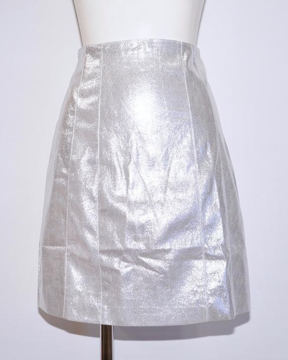 Silver Metallic H-Line Mini Skirt ミニスカート シルバー 銀色 カジュアル 7枚目の画像