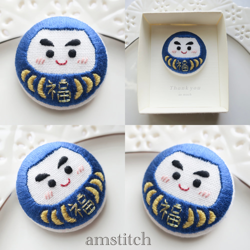奈々　刺繍キーホルダーブローチ　ハンドメイド ビーズ刺繍のブローチ兼キーホルダー -紳士的なネコ- - Belva