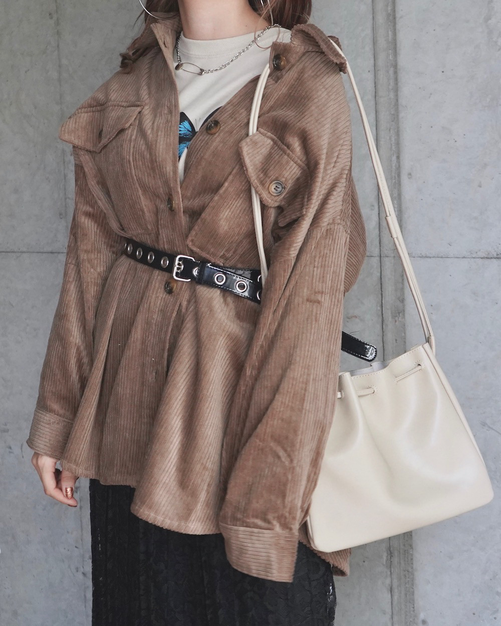 Corduroy Long Shirts Jacket (mocha) 長袖シャツ 茶色 ヴィンテージレトロ