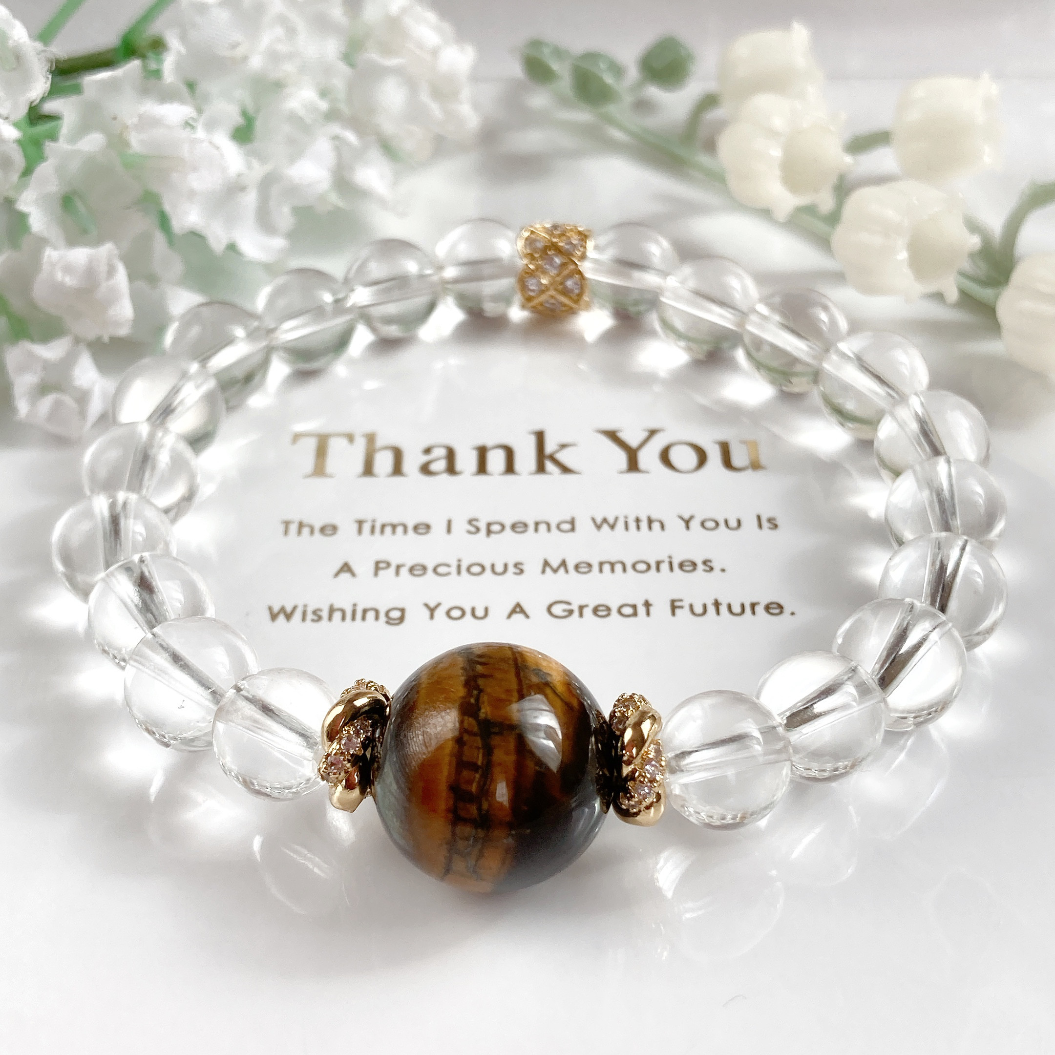 大粒タイガーアイ水晶天然石ブレスレット