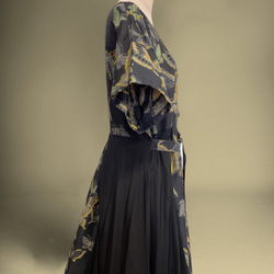 蝶々柄 華やぐステージ映えワンピ 高身長 トールサイズ対応 パニエ対応 着物リメイク ワンピース チョウ柄 7枚目の画像