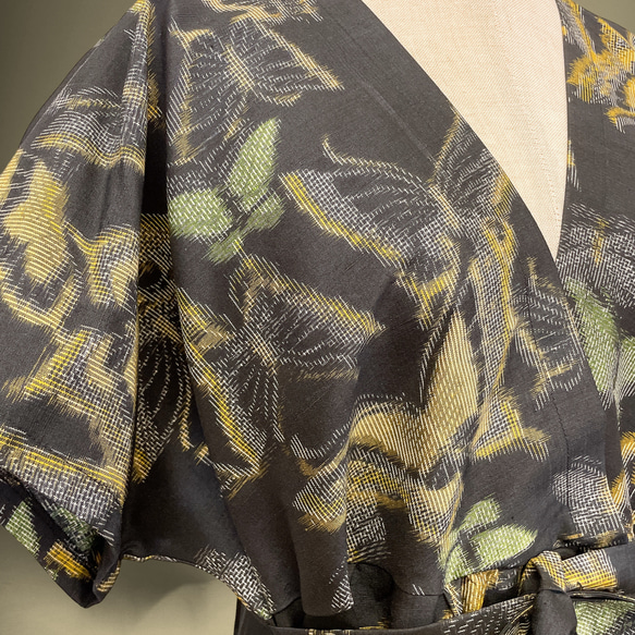 蝶々柄 華やぐステージ映えワンピ 高身長 トールサイズ対応 パニエ対応 着物リメイク ワンピース チョウ柄 12枚目の画像