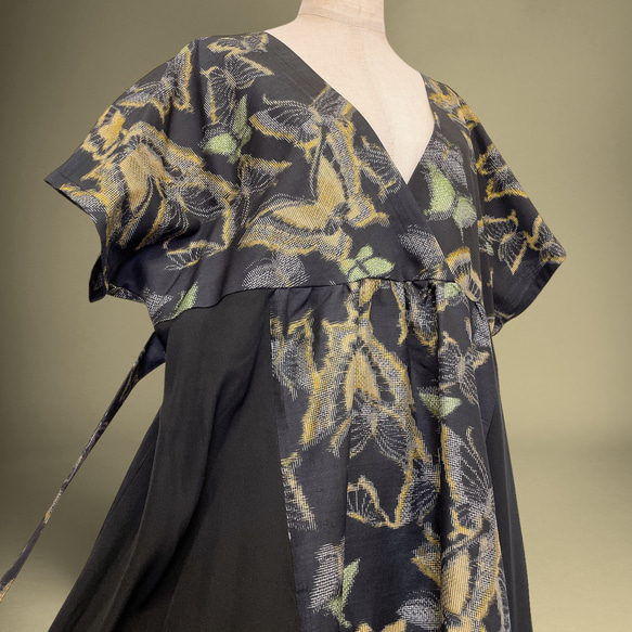 蝶々柄 華やぐステージ映えワンピ 高身長 トールサイズ対応 パニエ対応 着物リメイク ワンピース チョウ柄 13枚目の画像