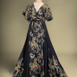 蝶々柄 華やぐステージ映えワンピ 高身長 トールサイズ対応 パニエ対応 着物リメイク ワンピース チョウ柄 18枚目の画像