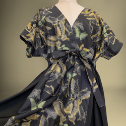 蝶々柄 華やぐステージ映えワンピ 高身長 トールサイズ対応 パニエ対応 着物リメイク ワンピース チョウ柄 2枚目の画像