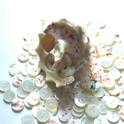 貝ボタンで作った　ダブルカフス　カフリンクス　1着分 　黒蝶貝・高瀬貝 5枚目の画像