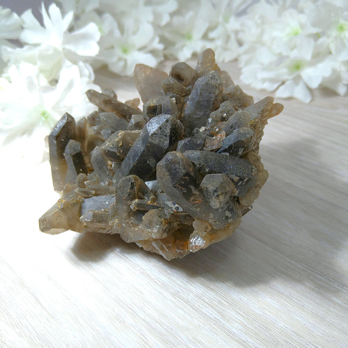 煙水晶 スモーキークォーツ 母岩無し 原石 361g クラスター