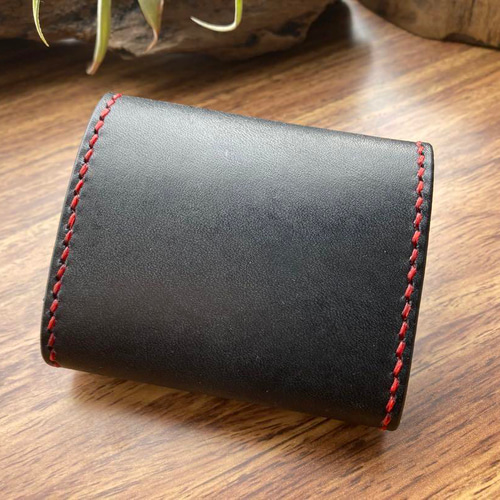 本革 ガバッと開くBOX型コインケース 手縫い ハンドメイド 小銭入れ