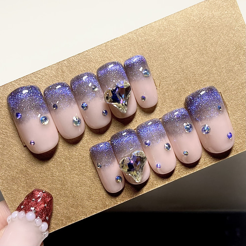 No.70】ギャラクシー。*マグフレンチ ネイルチップ 夜空 マググラデ