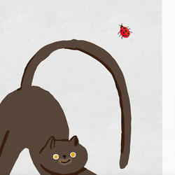北欧ポスター【 猫とてんとう虫 】北欧アートポスターでお部屋の模様替え  抽象画 3枚目の画像