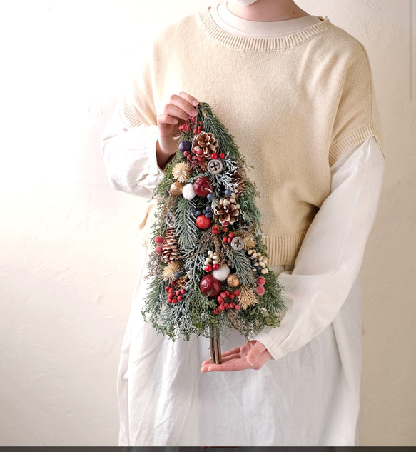 2023年早割り＊聖夜を彩る華やかなクリスマスツリー型スワッグ*半透明