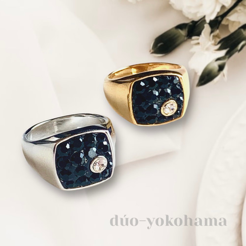 送料無料】ボックスブラックボリュームリング ピンキーリング 3号 5号