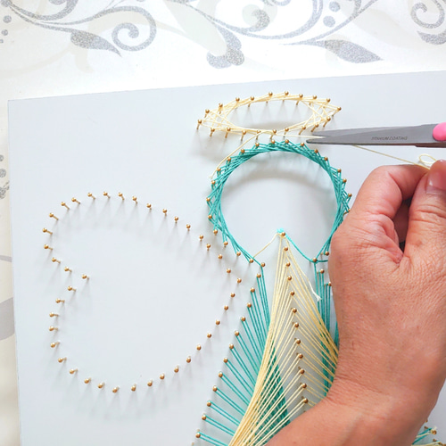 運気アップ引寄せ 糸掛け曼荼羅アート 鋲打ち済み「天使」 作成キット