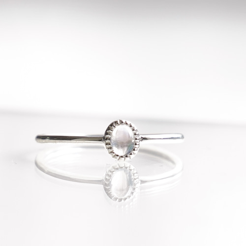 サファイアとハーキマーダイヤモンドの14kgfワイヤーリング