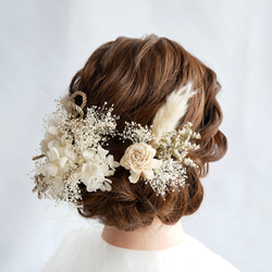 B20  白　かすみ草とドライフラワーの髪飾り  卒業式　袴　成人式　振袖　結婚式 4枚目の画像