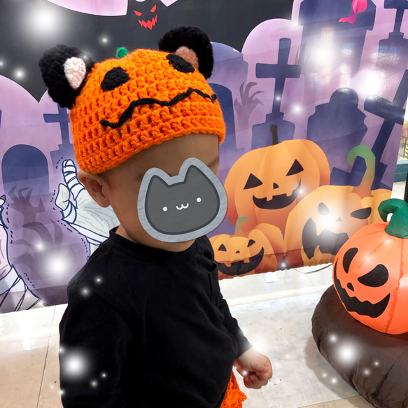 上下セット・かぼちゃ猫ベビーコスチューム♡ハロウィン♡仮装 2枚目の画像