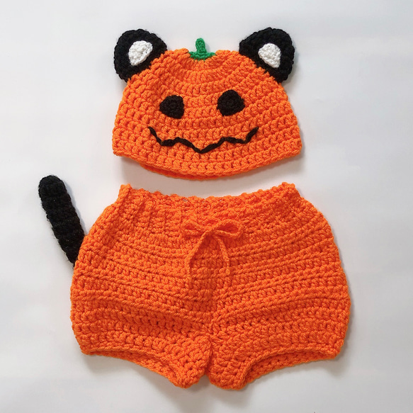 上下セット・かぼちゃ猫ベビーコスチューム♡ハロウィン♡仮装 4枚目の画像