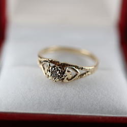 傑作 ゴールド 英国 1986年 ダイアモンド ビンテージ ヴィンテージ 指輪 リング 375 レディース J134 1枚目の画像