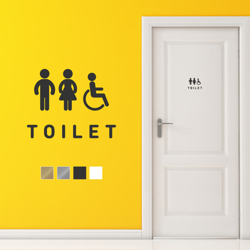 賃貸でも】TOILET ドア サインステッカー│シンプルアイコン│多目的